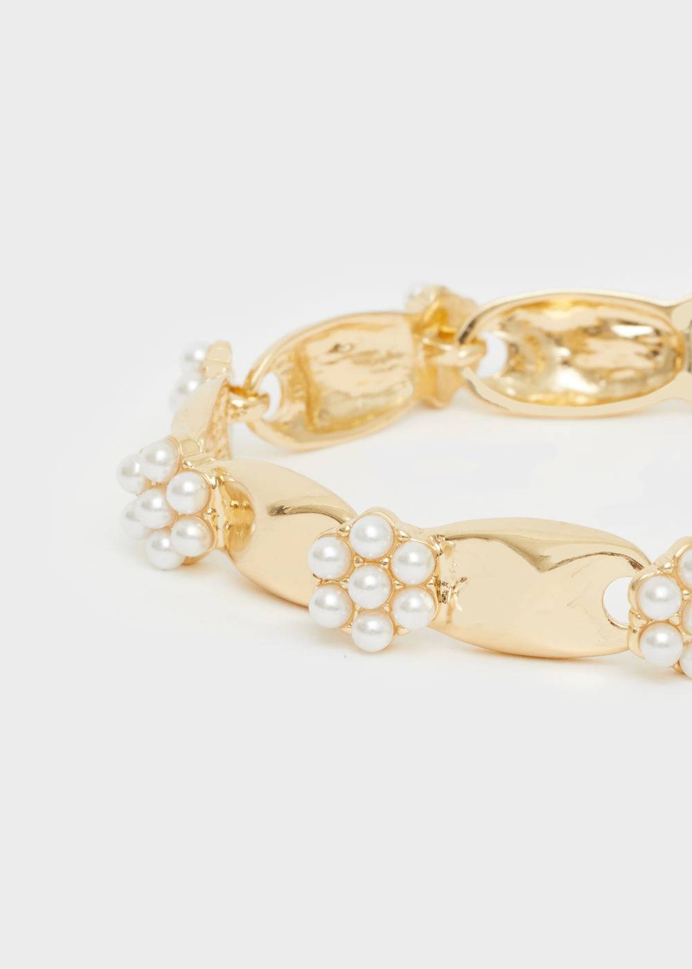 Nalí GOLD BRACELET W/ WHITE PEARLS