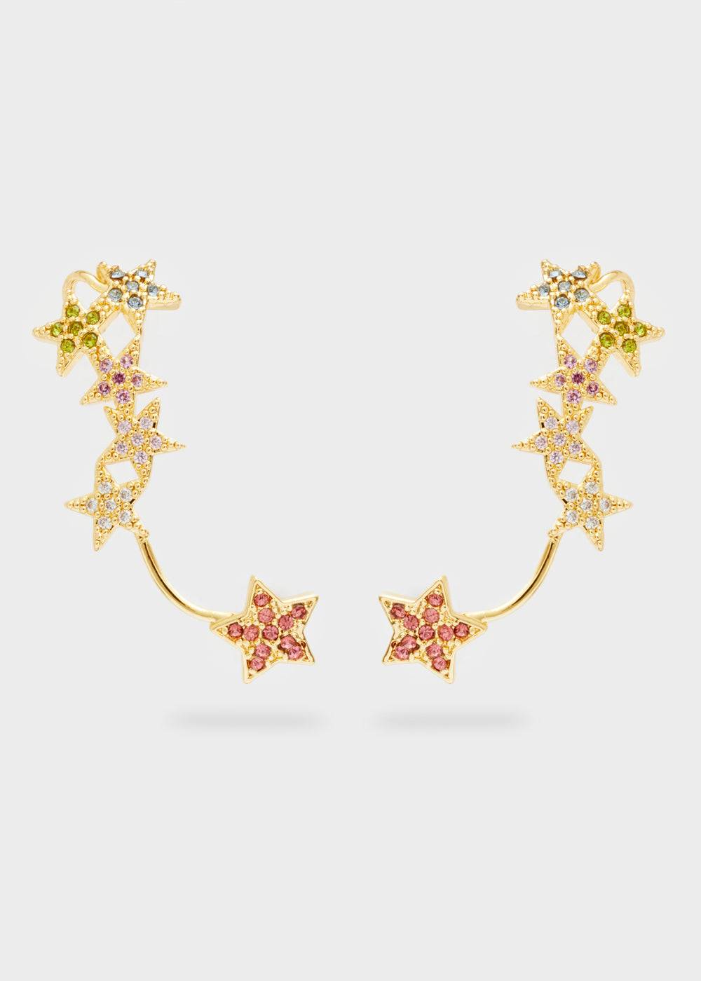 Nalí GOLD EARRINGS W/ STARS AND MULTI STONES