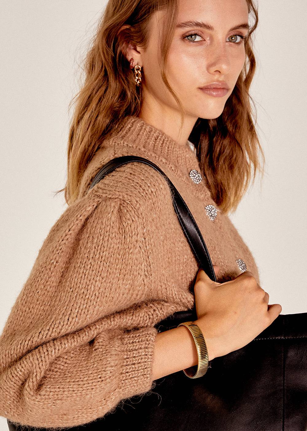 Nalí GOLD KNURLED OPEN BANGLE