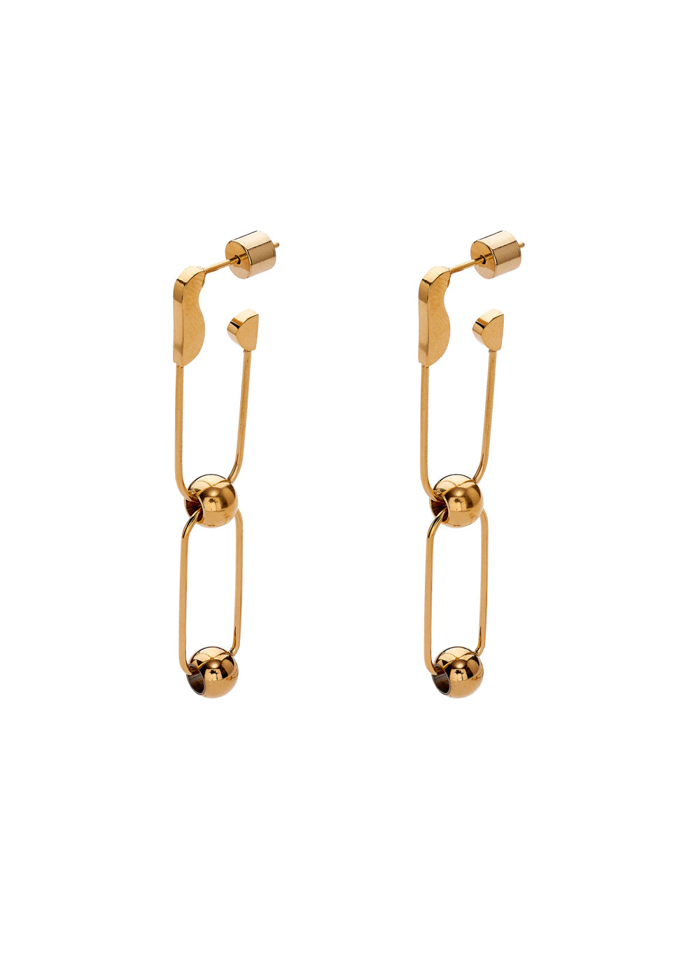 Nalí GOLD LONG EARRINGS W/ BROOCH STAIN. STEEL