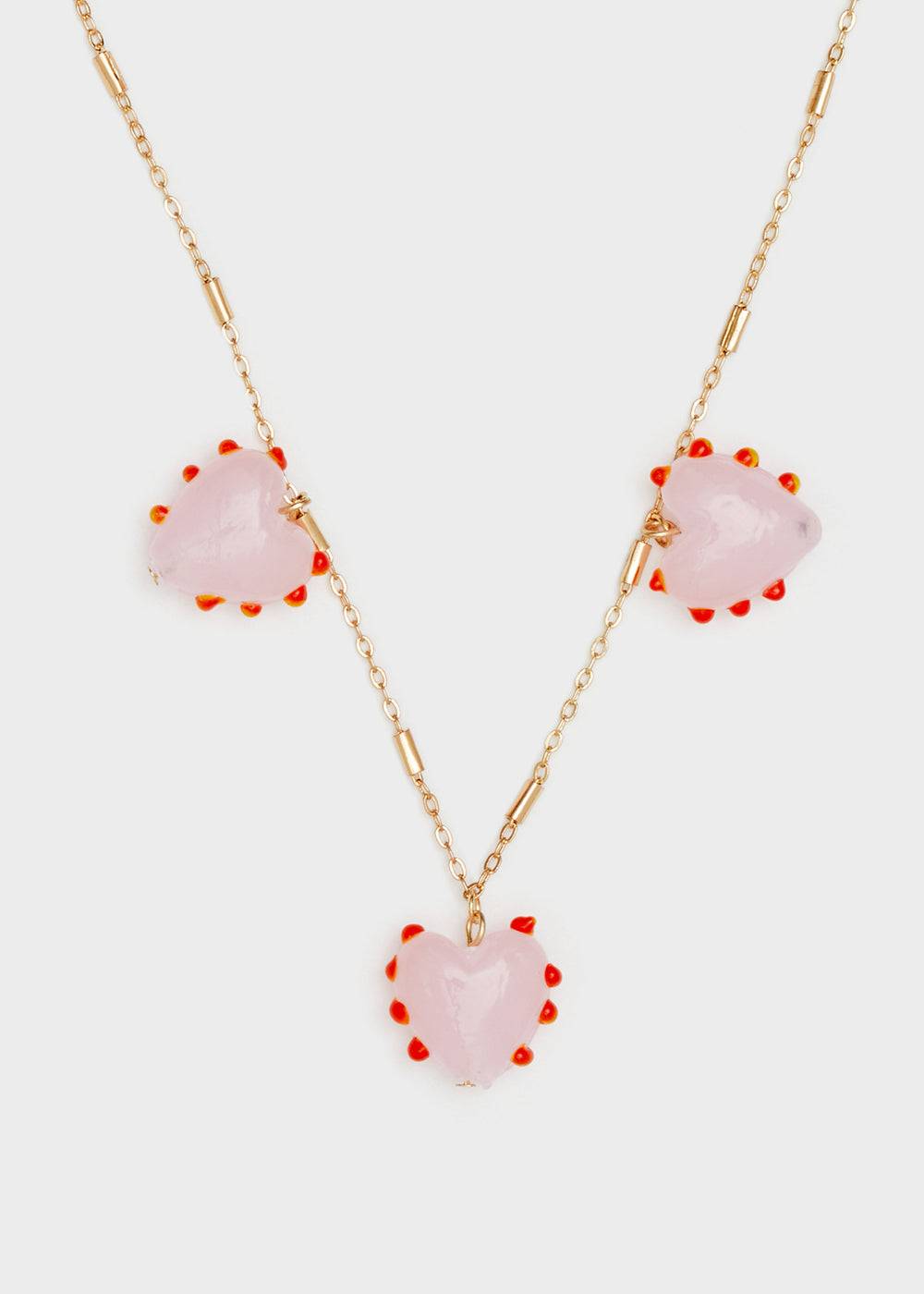Nalí GOLD NECKLACE W/ PINK PENDANTS