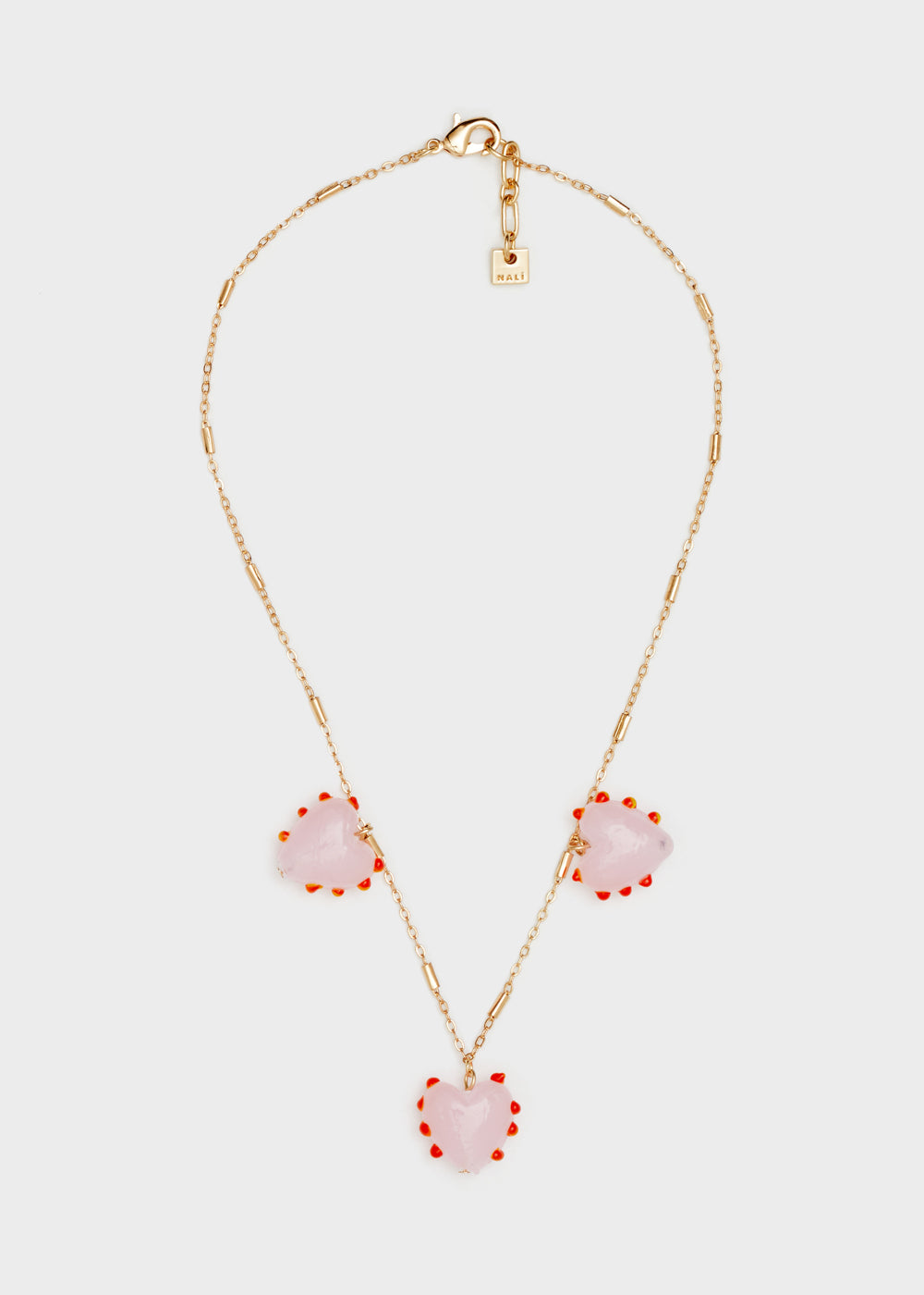 Nalí GOLD NECKLACE W/ PINK PENDANTS