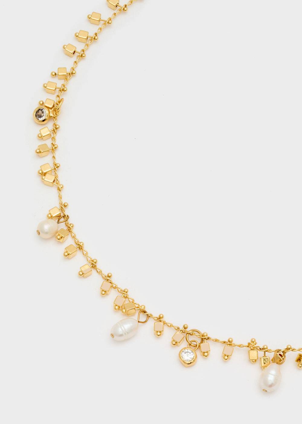 Nalí GOLD NECKLACE W/ ZIRCONS AND PEARLS