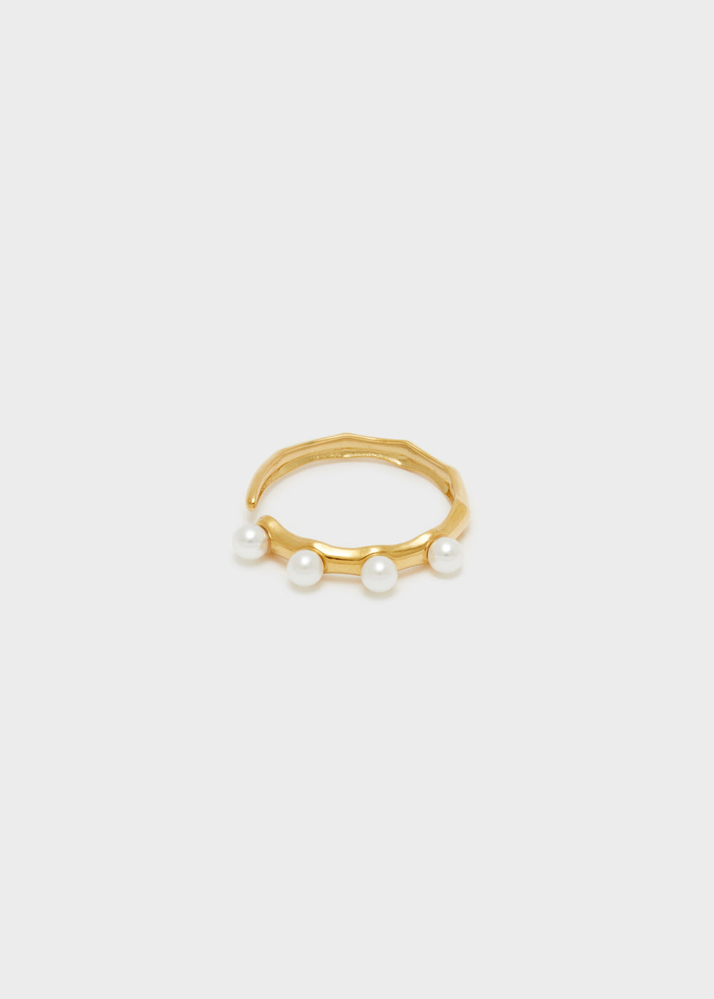 Nalí GOLD OPEN RING W/ WHITE PEARLS