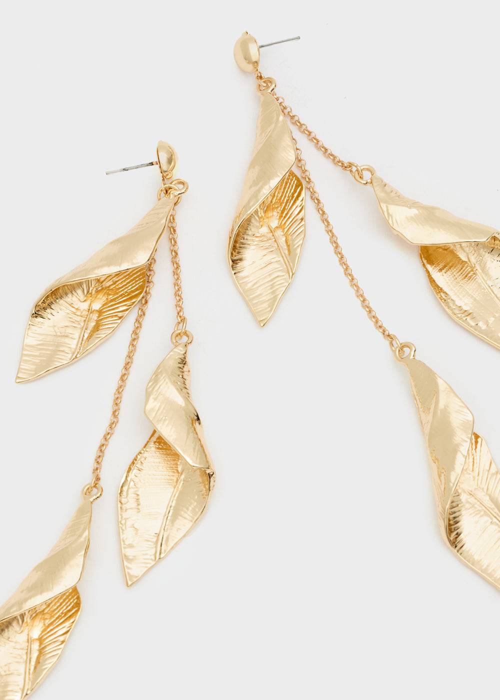 Nalí GOLD PENDANT LEAF EARRINGS