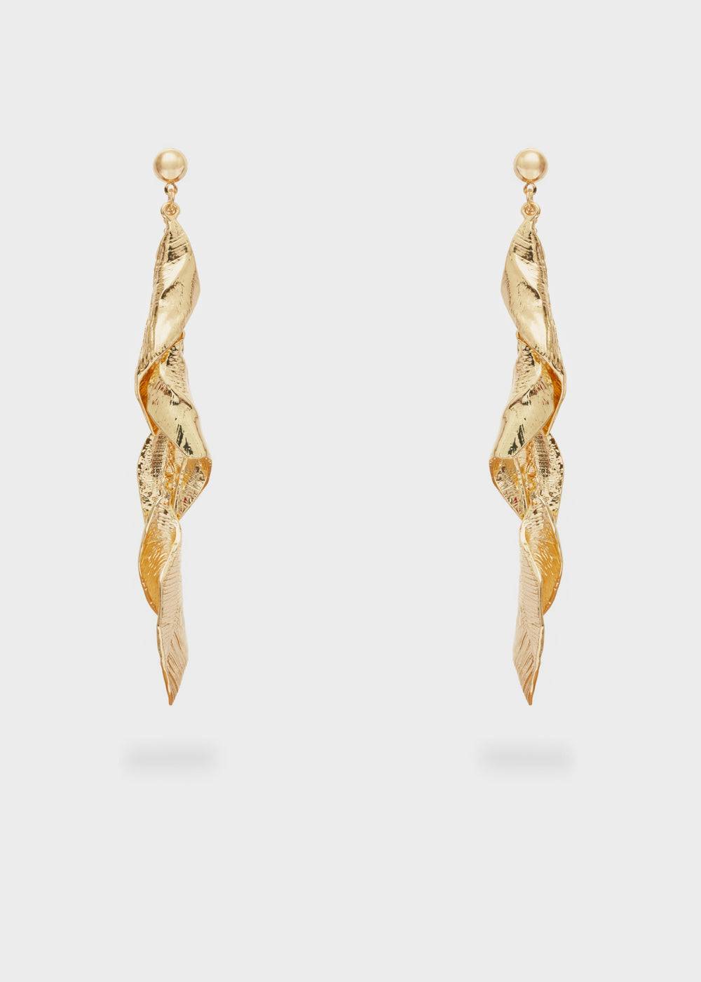 Nalí GOLD PENDANT LEAF EARRINGS