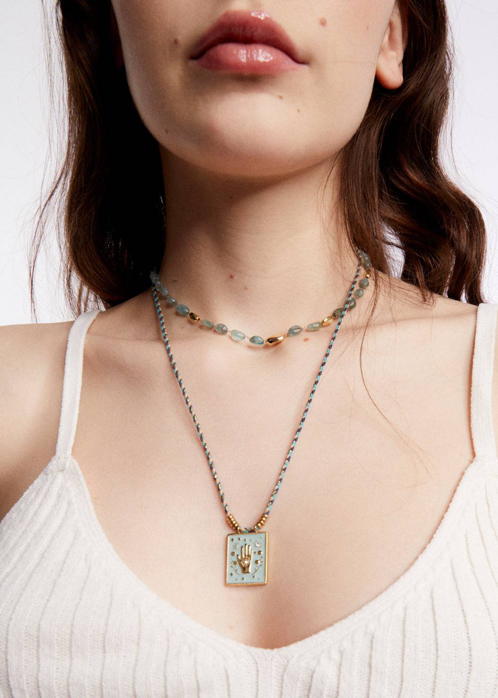 Nalí HAND NECKLACE W/ CORD + PENDANT + COLORS