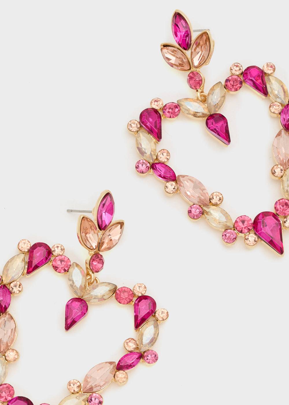 Nalí HEART EARRINGS W/ FUCHSIA STONES