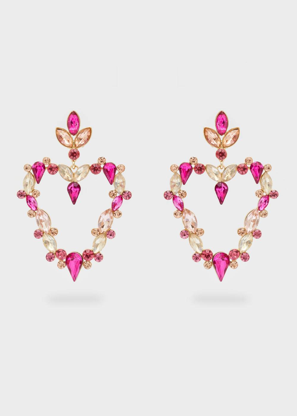 Nalí HEART EARRINGS W/ FUCHSIA STONES