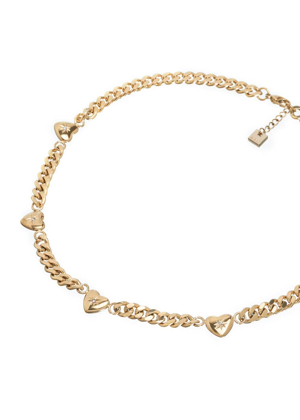 Nalí HEART NECKLACE STAIN. STEEL. 18K GOLD PLATED