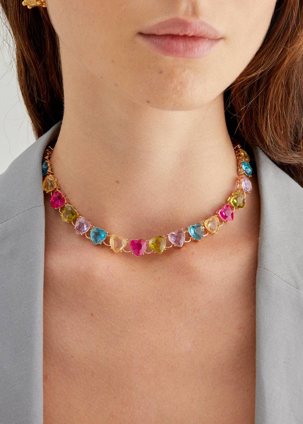 Nalí HEART NECKLACE W/ STONES + COLORS