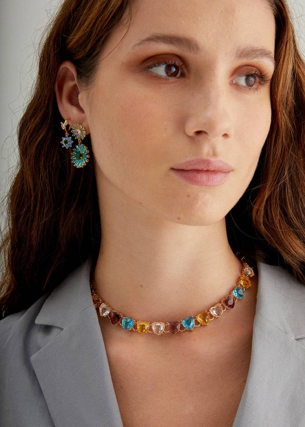 Nalí HEART NECKLACE W/ STONES + COLORS