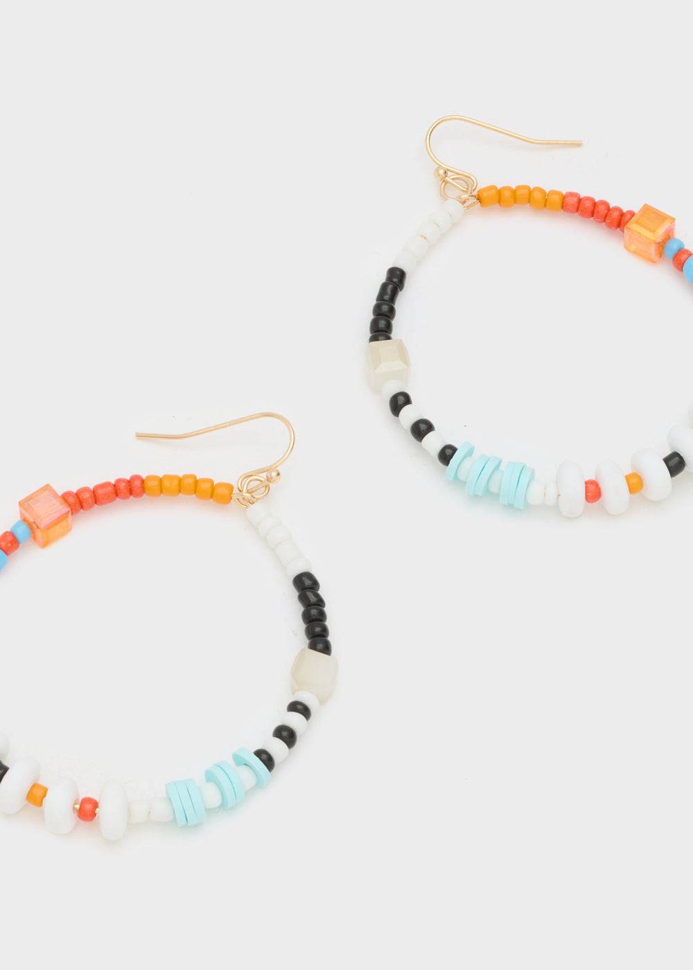 Nalí HOOP EARRINGS W/ MULTICOLOR BEADS