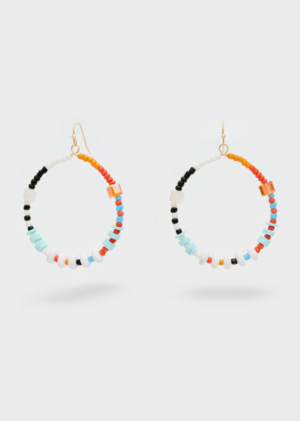 Nalí HOOP EARRINGS W/ MULTICOLOR BEADS