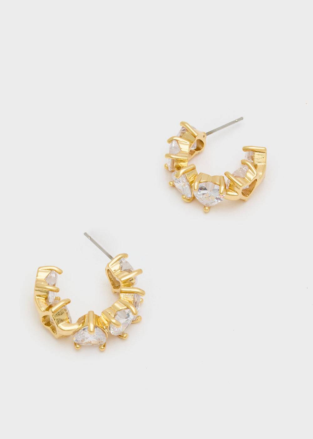 Nalí HOOP GOLD EARRINGS W/ HEART STONES