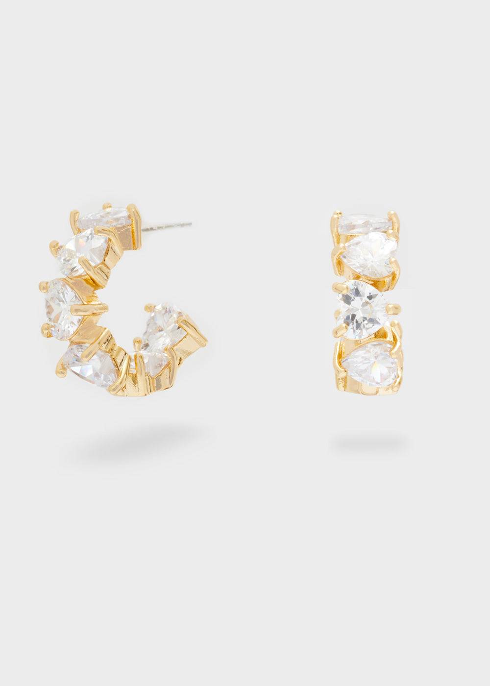 Nalí HOOP GOLD EARRINGS W/ HEART STONES