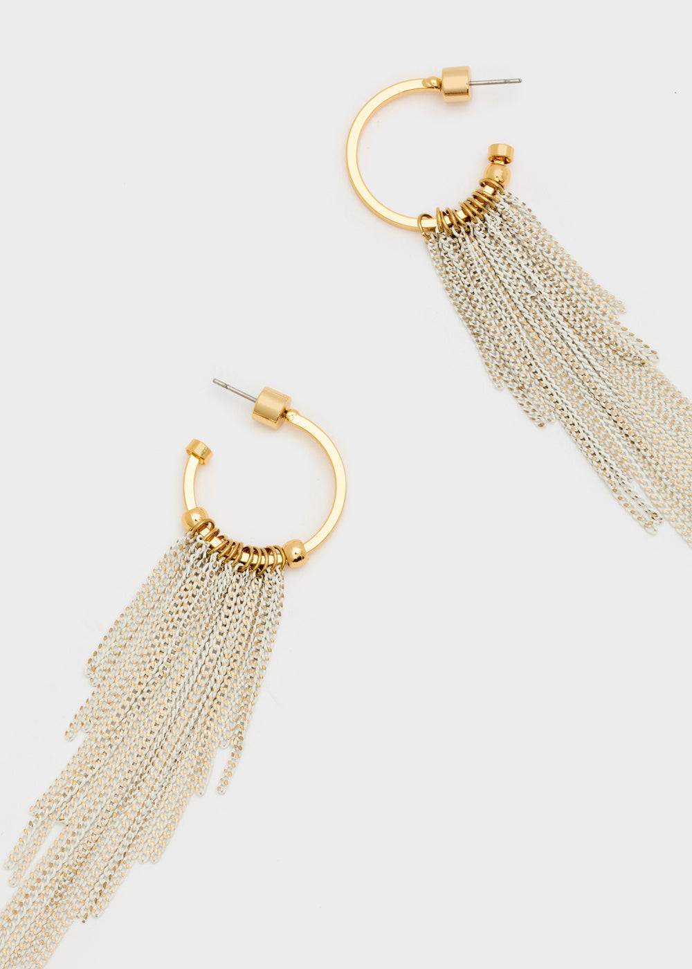 Nalí HOOP GOLD EARRINGS WITH LONG FRINGES