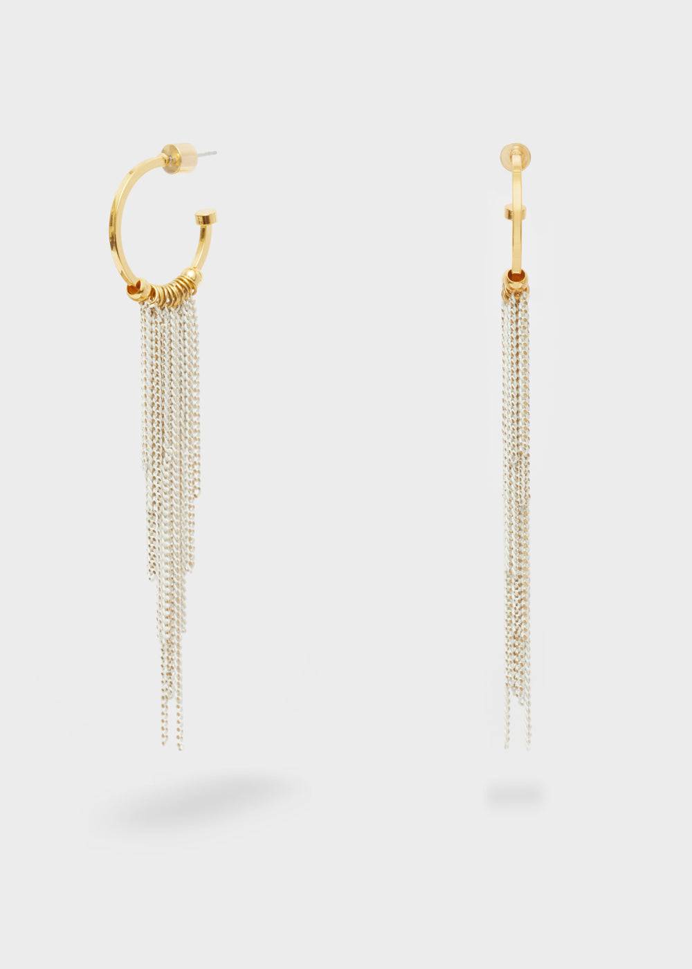 Nalí HOOP GOLD EARRINGS WITH LONG FRINGES