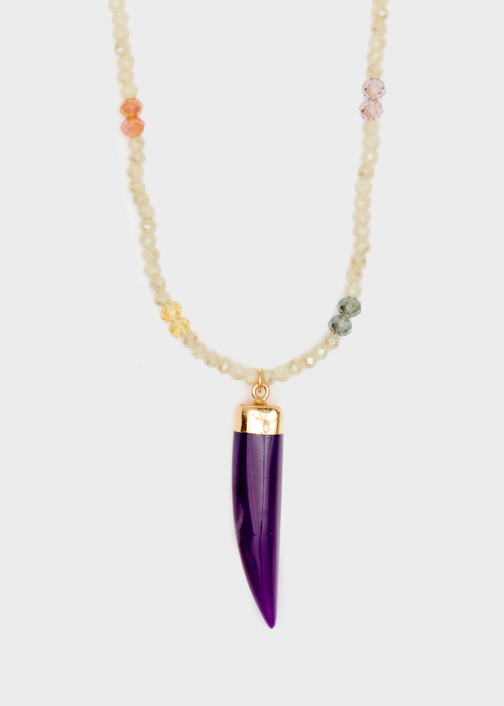 Nalí HORN NECKLACE W/ GOLD BEADS + COLORS
