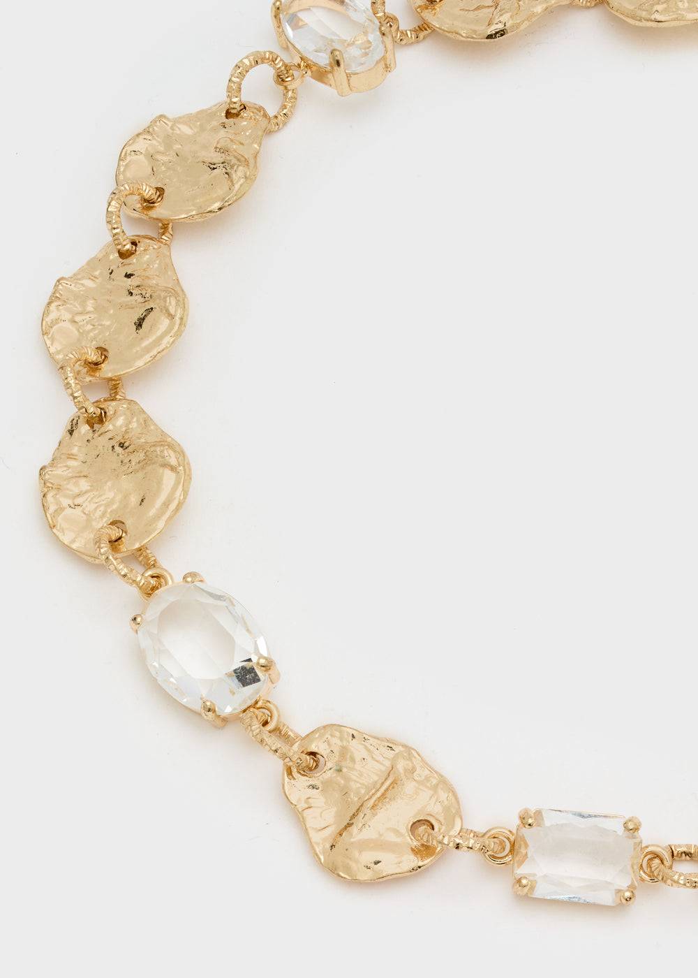 Nalí IRREGULAR NECKLACE IN GOLD W/ CLEAR STONES
