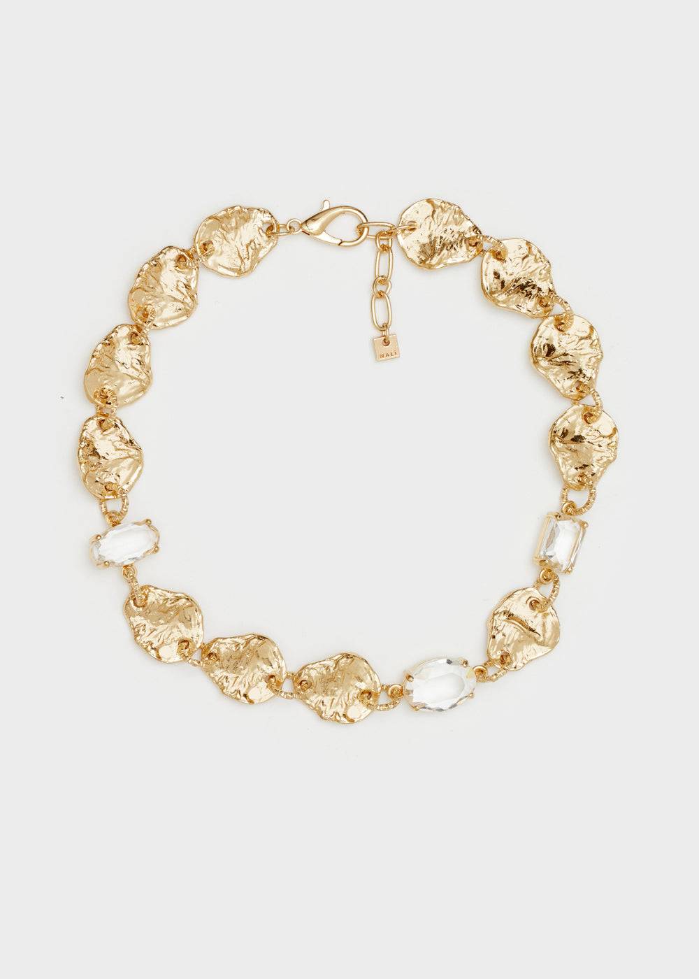 Nalí IRREGULAR NECKLACE IN GOLD W/ CLEAR STONES