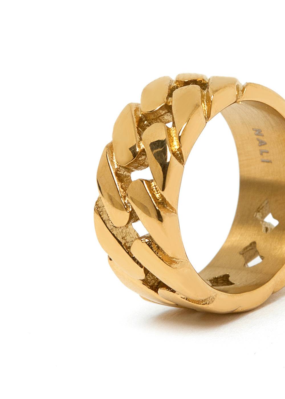 Nalí JACKIE BRAIDED RING IN GOLD STAINLESS STEEL