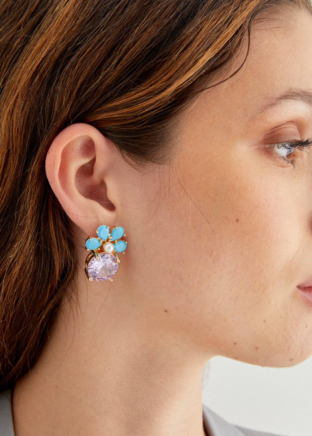 Nalí LADY EARRINGS 14KT GOLD PLAT. STONE + COLORS