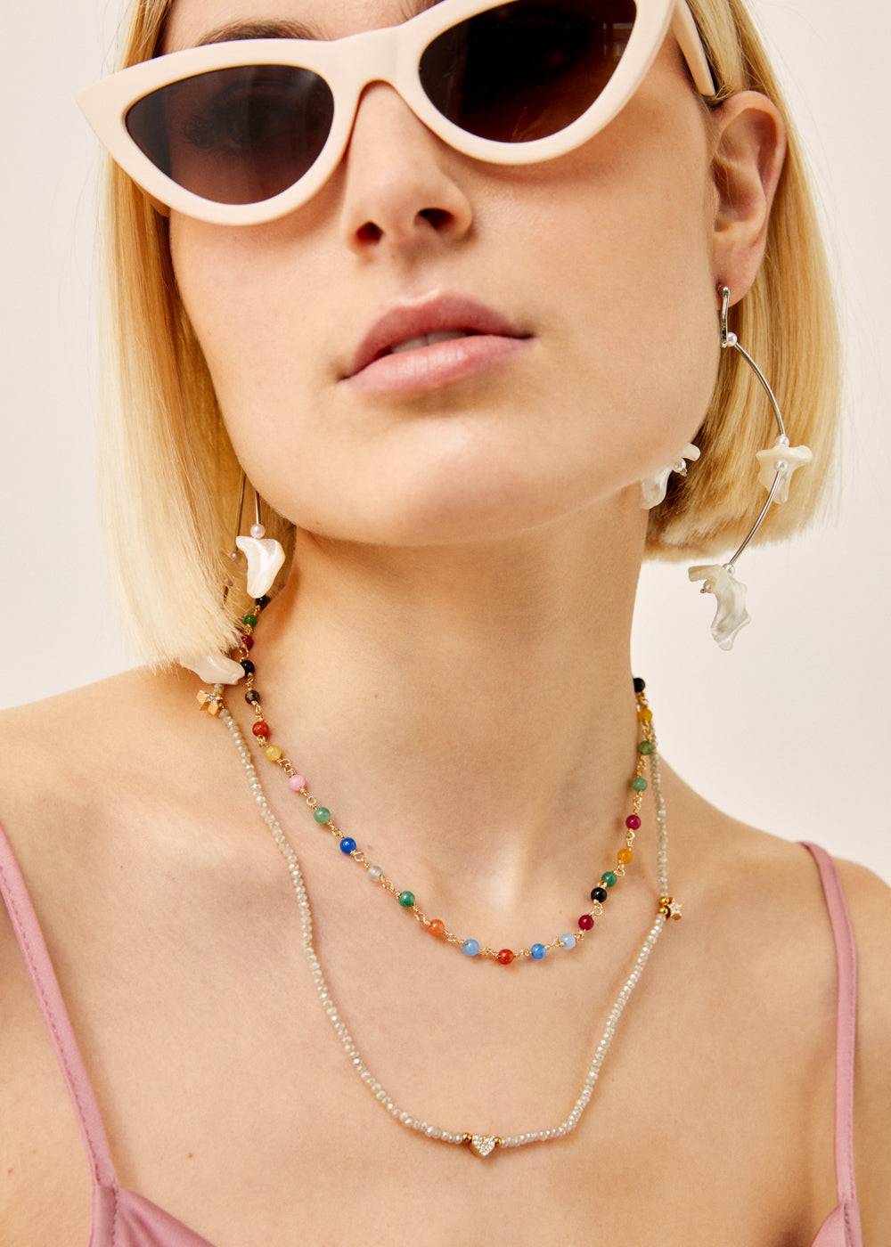 Nalí LARGE SILVER EARRINGS W/ WHITE SHELLS