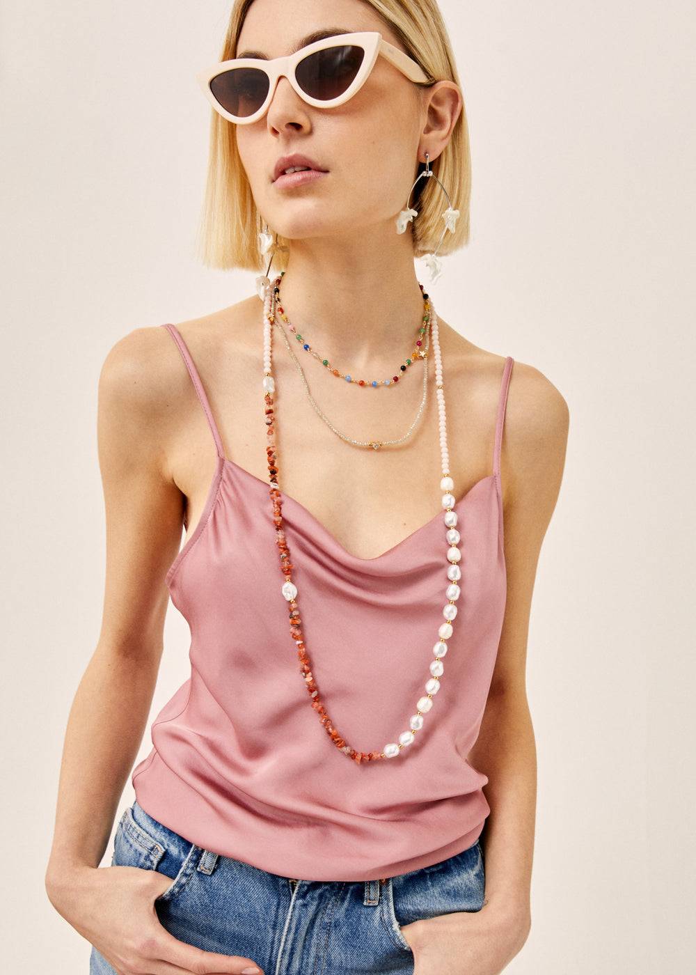 Nalí LARGE SILVER EARRINGS W/ WHITE SHELLS