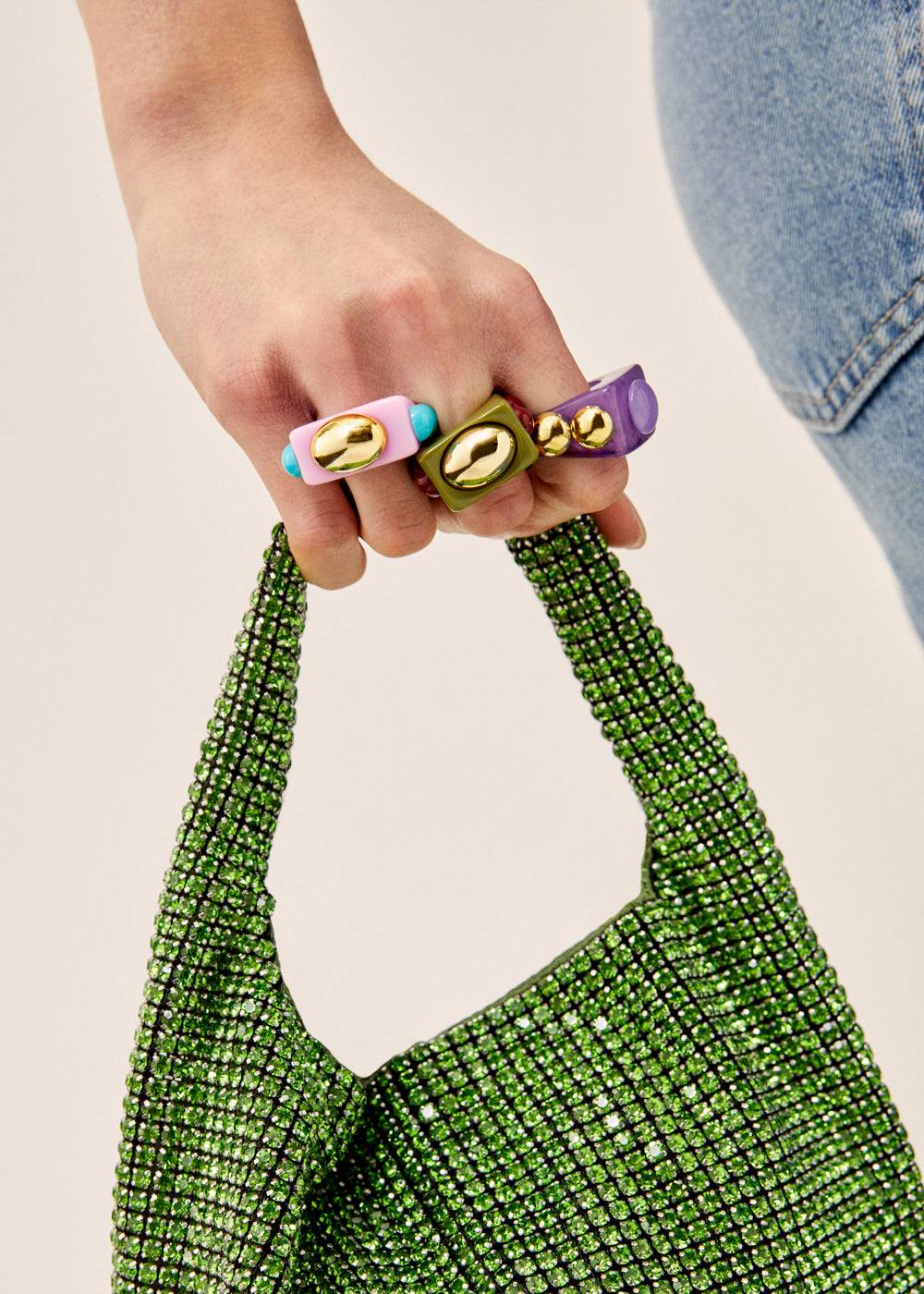 Nalí LEANDRA RING W/ PURPLE RESIN SPHERES