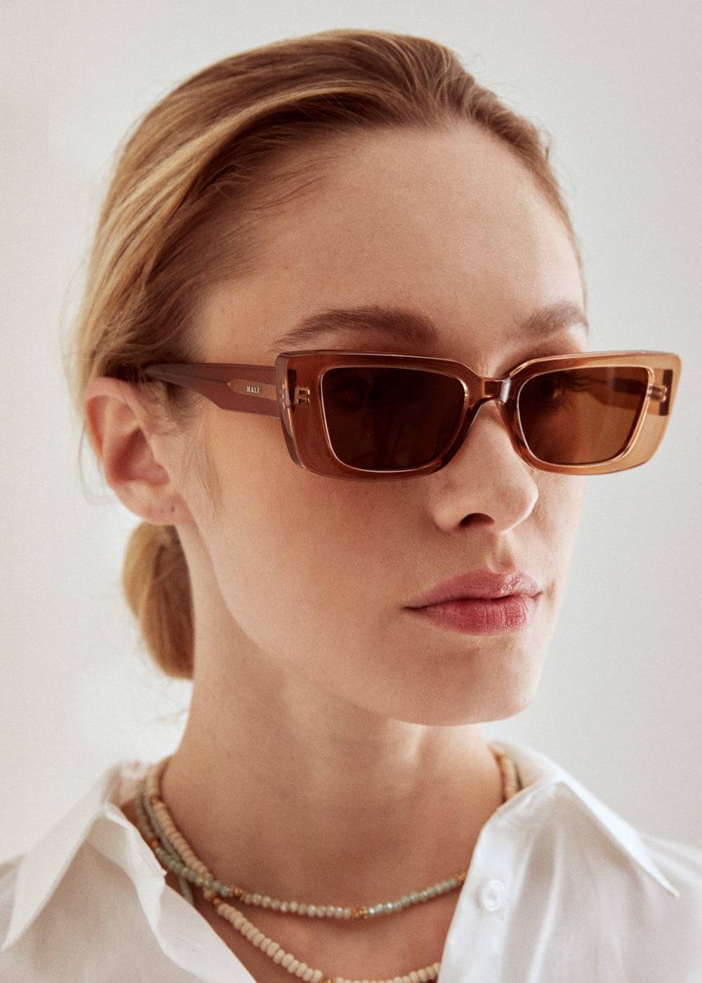 Nalí LENA RECTANGULAR BRONZE SUNGLASSES