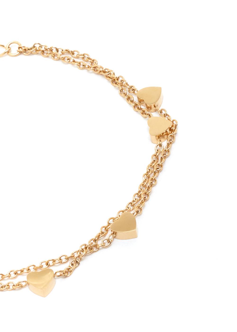 Nalí LEO BRACELET DOUBLE CHAIN HEARTS GOLD COLOR