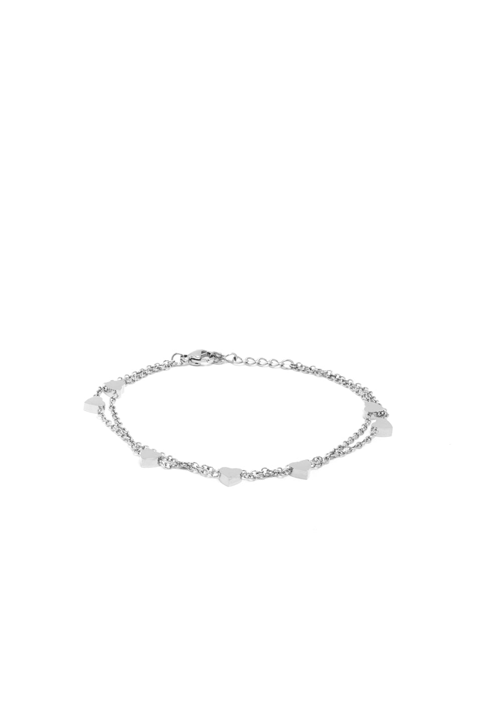 Nalí LEO BRACELET DOUBLE CHAIN HEARTS SILVER COLOR