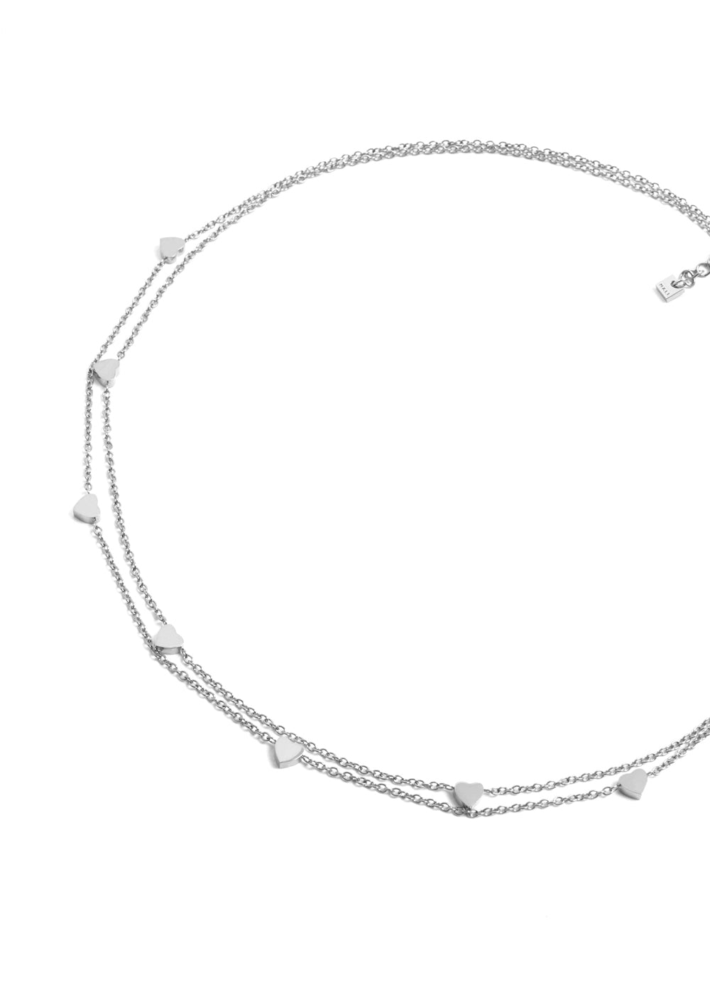 Nalí LEO NECKLACE DOUBLE CHAIN HEARTS SILVER COLOR