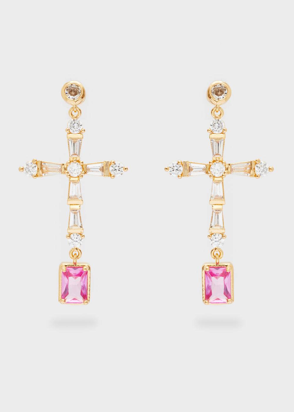Nalí LEON CROSS EARRINGS W/ ZIRCONS + COLORS