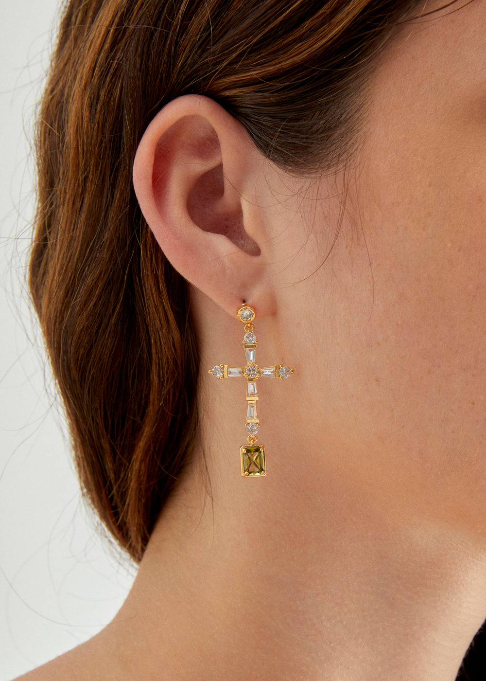 Nalí LEON CROSS EARRINGS W/ ZIRCONS + COLORS