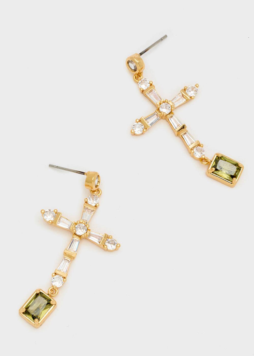 Nalí LEON CROSS EARRINGS W/ ZIRCONS + COLORS