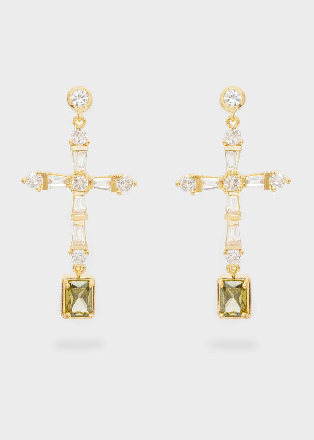 Nalí LEON CROSS EARRINGS W/ ZIRCONS + COLORS