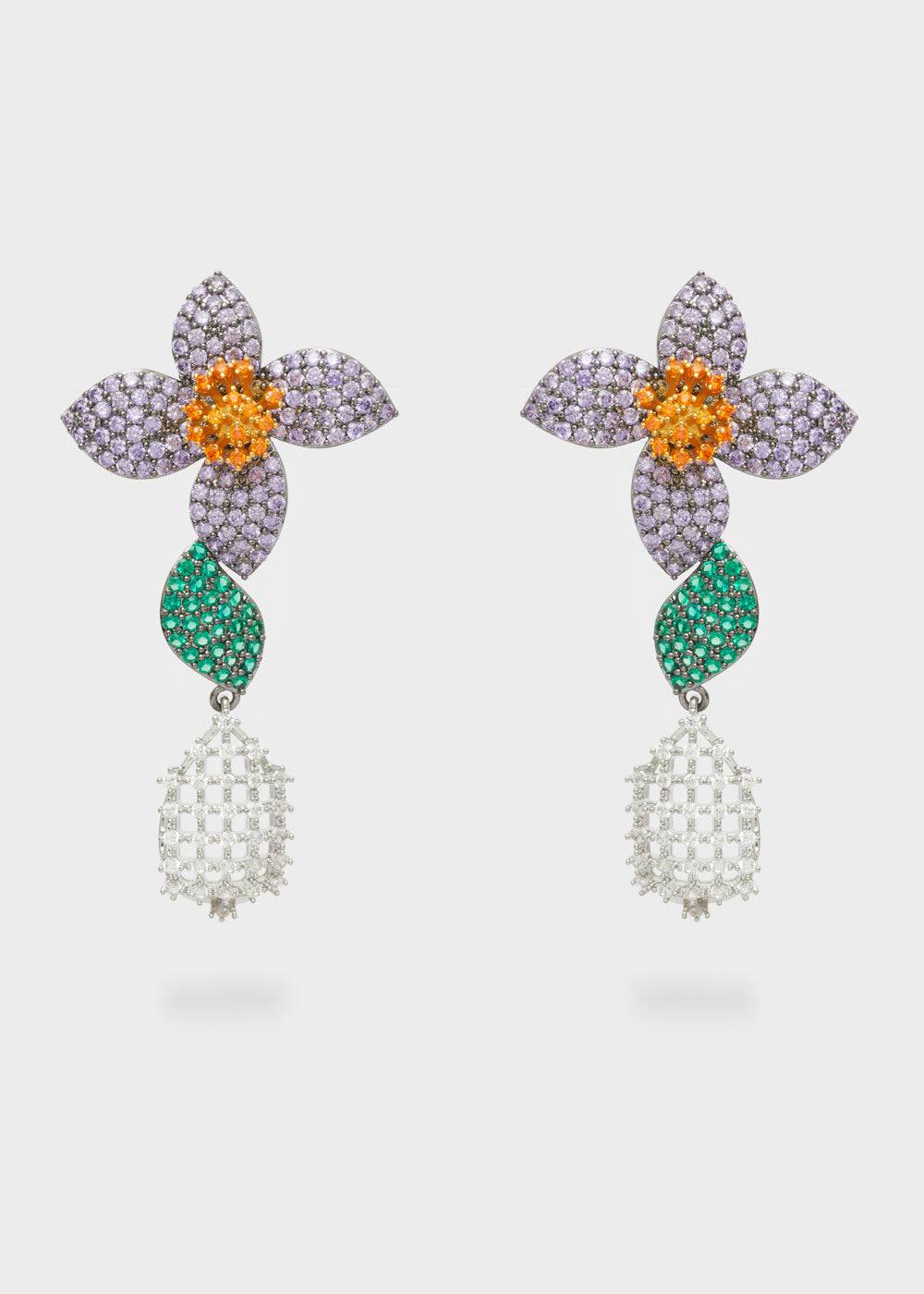 Nalí LEVYA GUNMETAL EARRINGS W/ ZIRCONS + COLORS