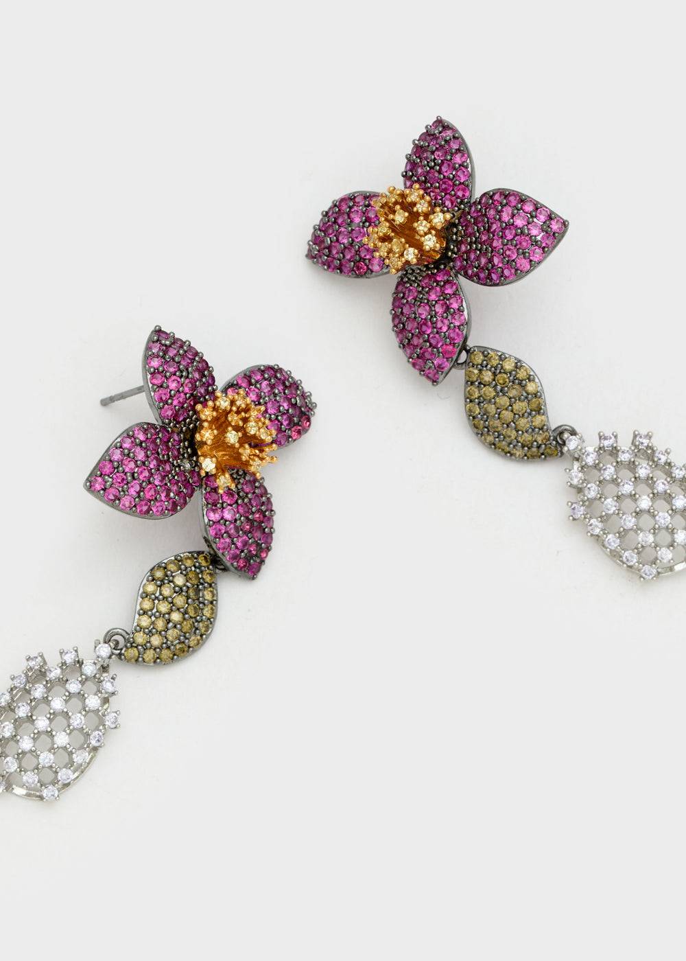 Nalí LEVYA GUNMETAL EARRINGS W/ ZIRCONS + COLORS