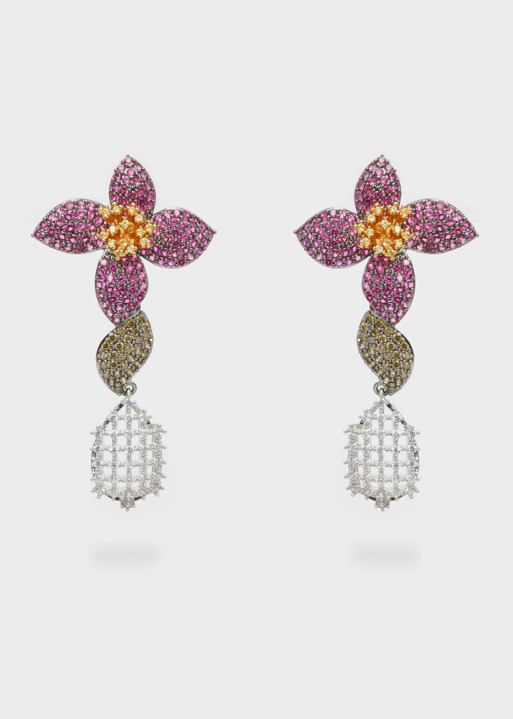 Nalí LEVYA GUNMETAL EARRINGS W/ ZIRCONS + COLORS