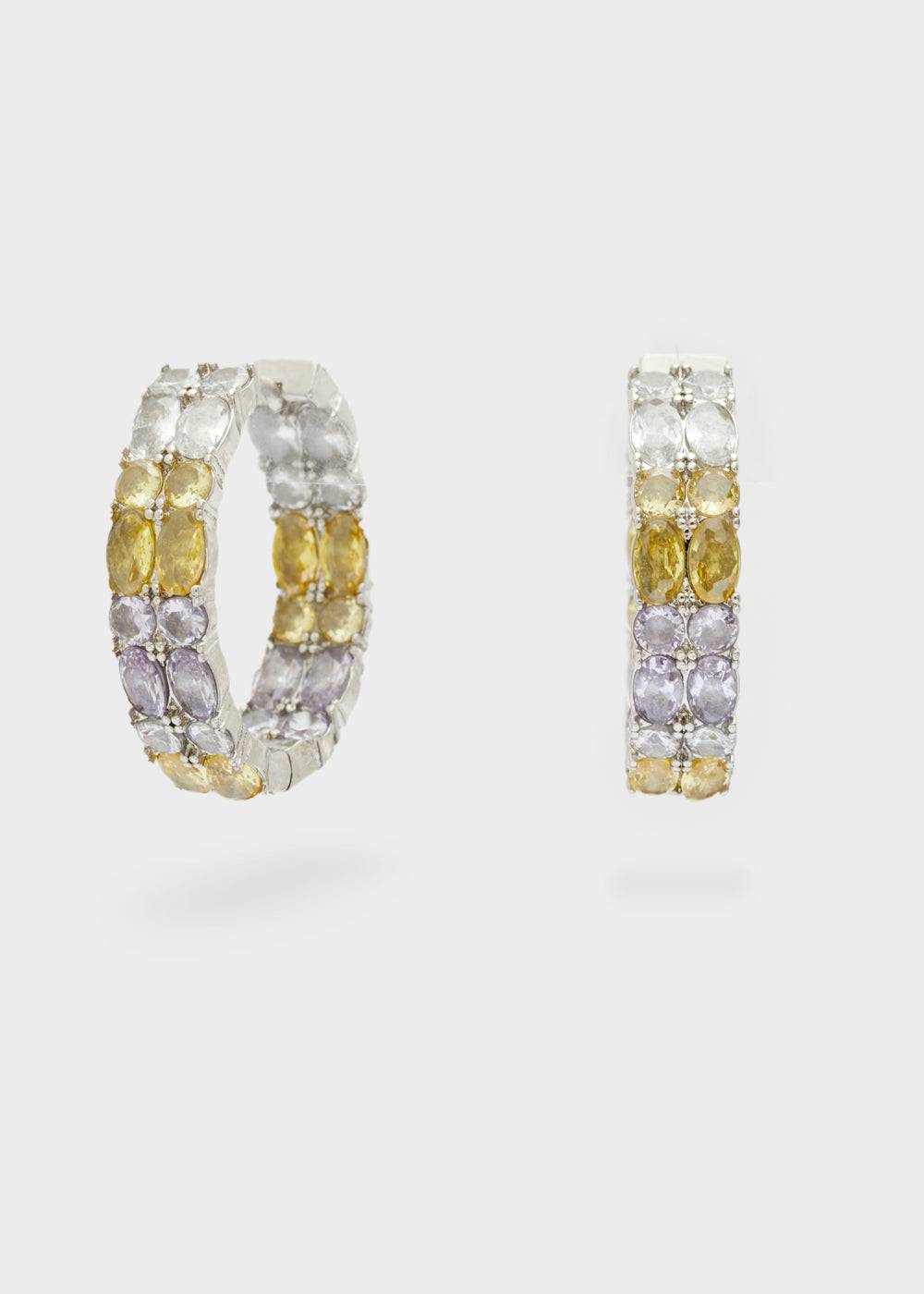 Nalí LEXY GOLD HOOP EARRINGS W/ STONES + COLORS