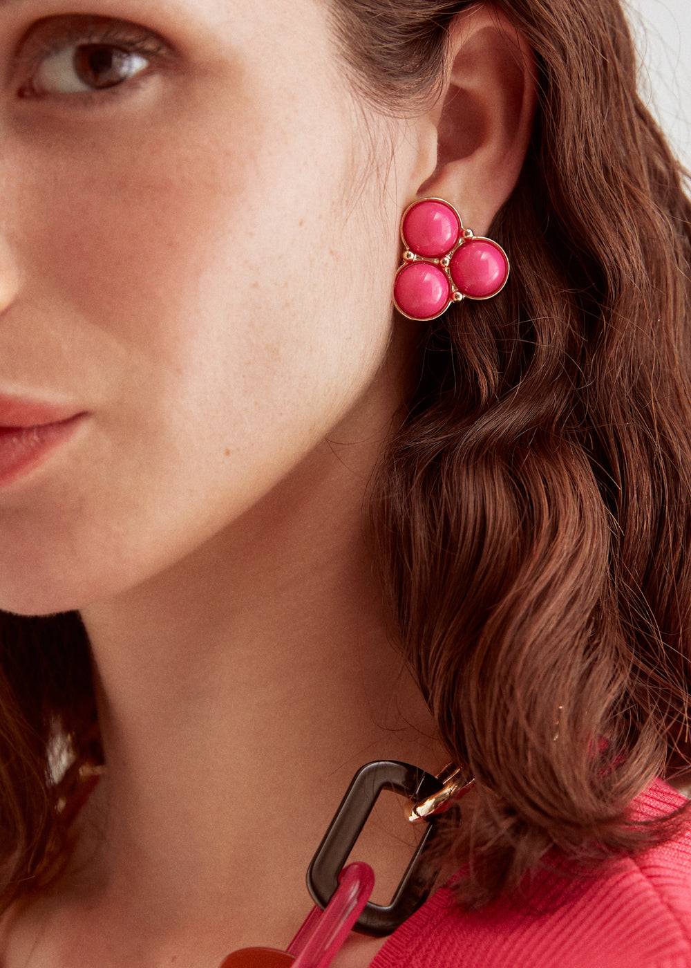 Nalí LIPA EARRINGS IN FUSHIA RESIN AND GOLD