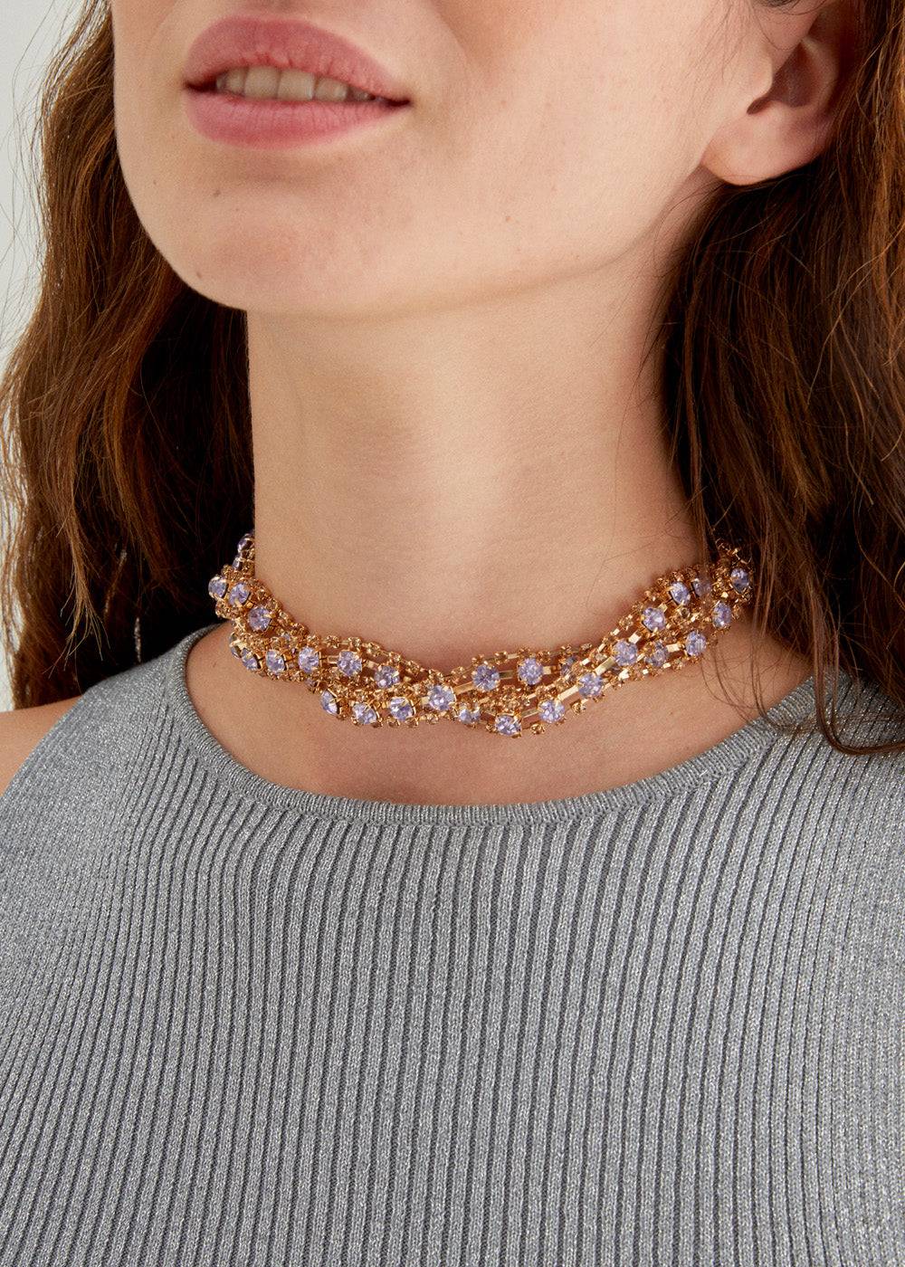 Nalí LIZA BRAIDED NECKLACE W/ STONES + COLORS