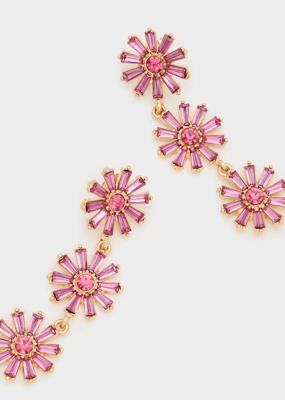 Nalí LONG EARRINGS W/ FUCHSIA FLOWERS+STONES