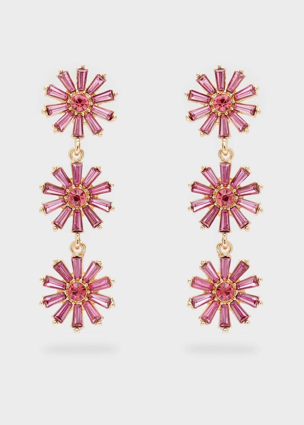 Nalí LONG EARRINGS W/ FUCHSIA FLOWERS+STONES