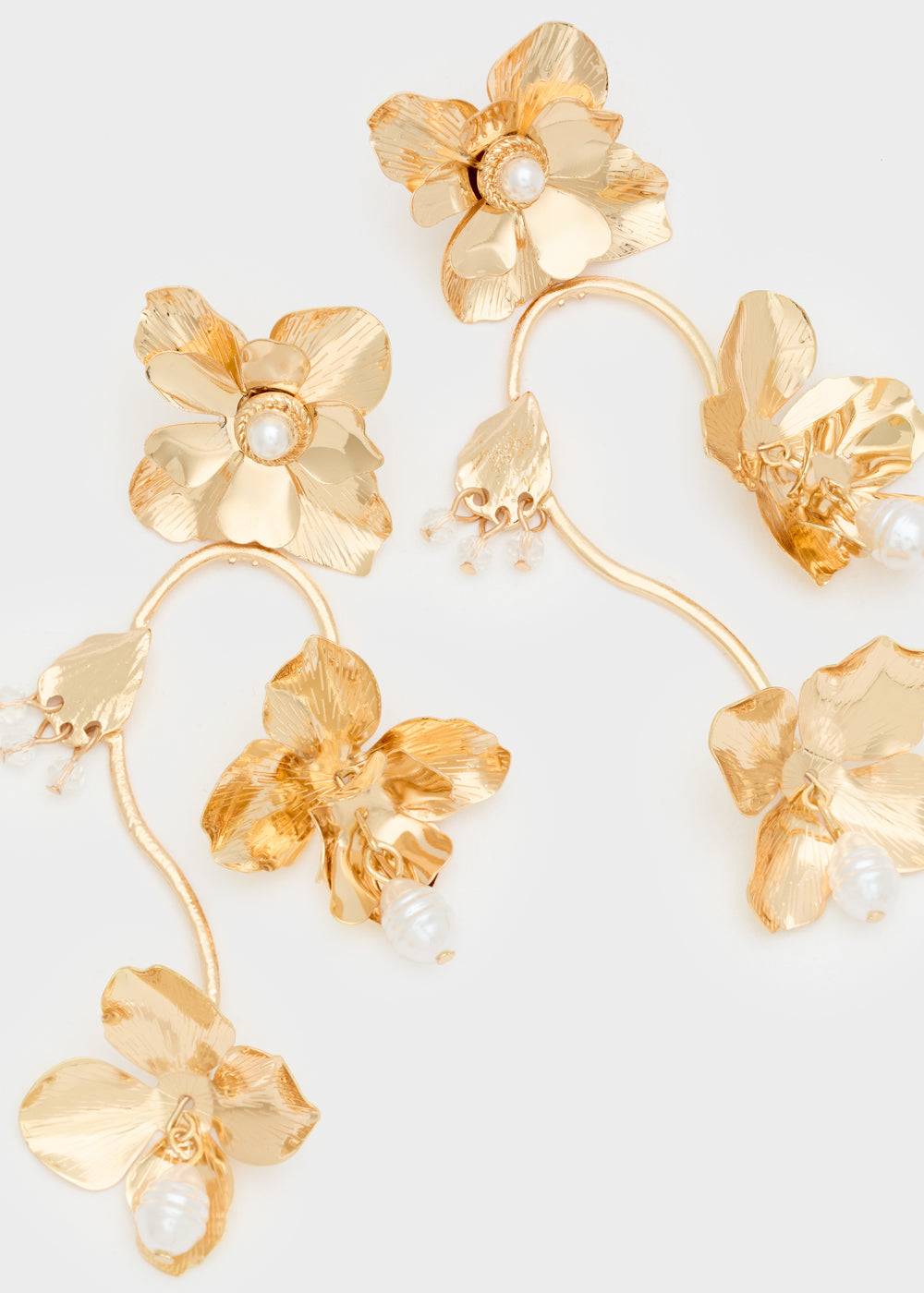 Nalí LONG EARRINGS W/ STEAM + FLOWERS