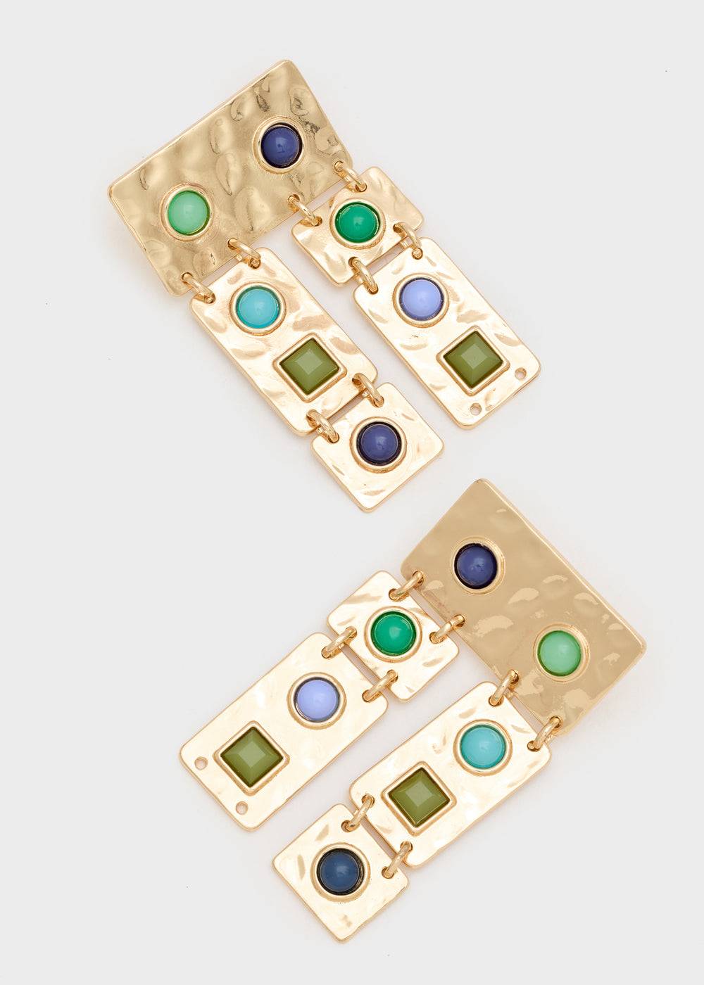 Nalí LONG EARRINGS WITH BLUE/GREEN STONES