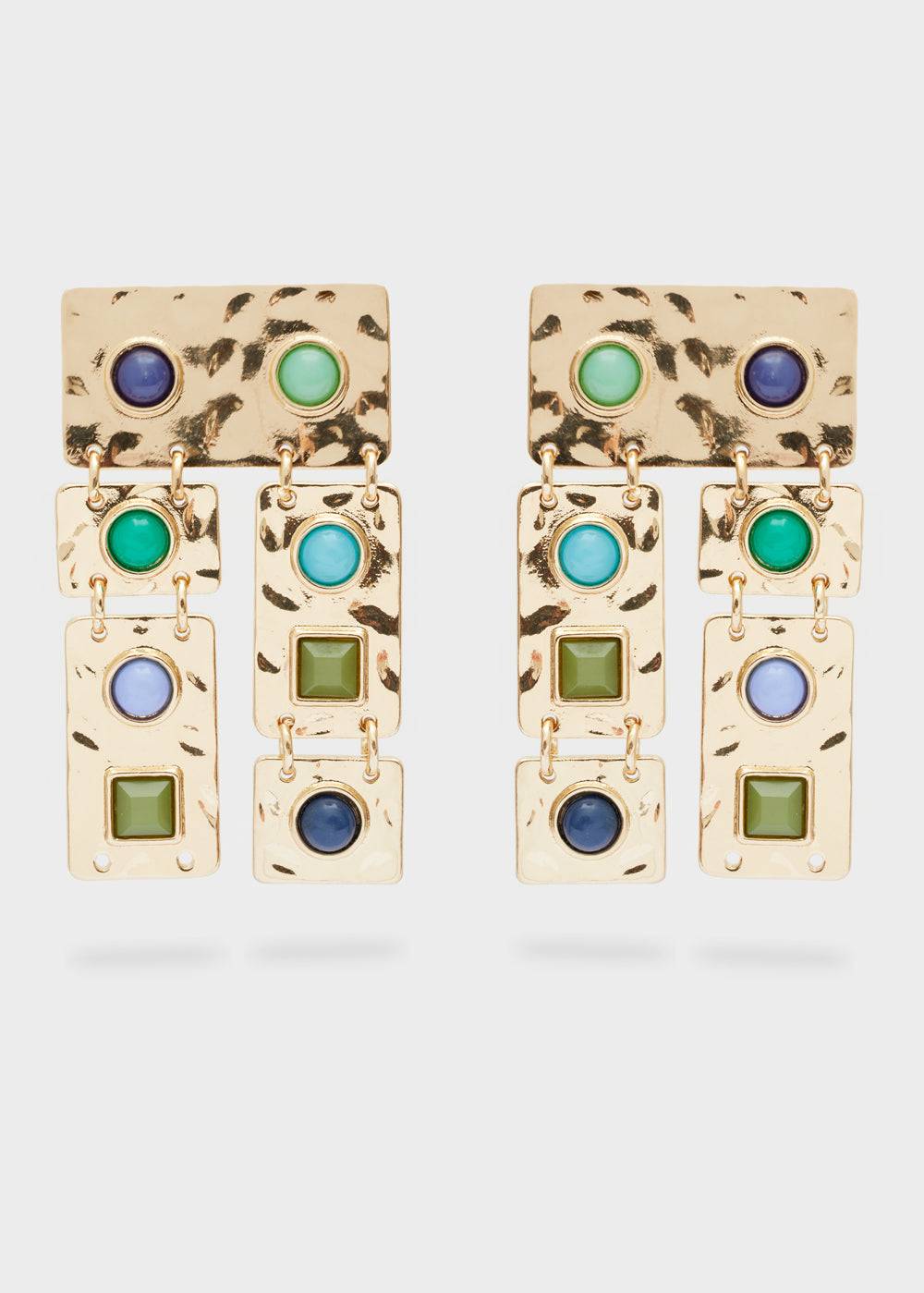 Nalí LONG EARRINGS WITH BLUE/GREEN STONES