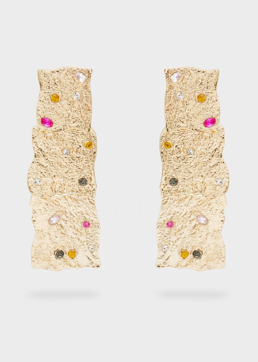 Nalí LONG GOLD EARRINGS W/ MULTICOLOR STONES